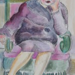 Sitzende Frau im lila Kostüm, 1926, Aquarell, 34 x 48,5 cm