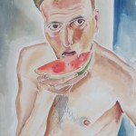 Selbstbildnis in Camogli, 1927, Aquarell, 40 x 49,5 cm