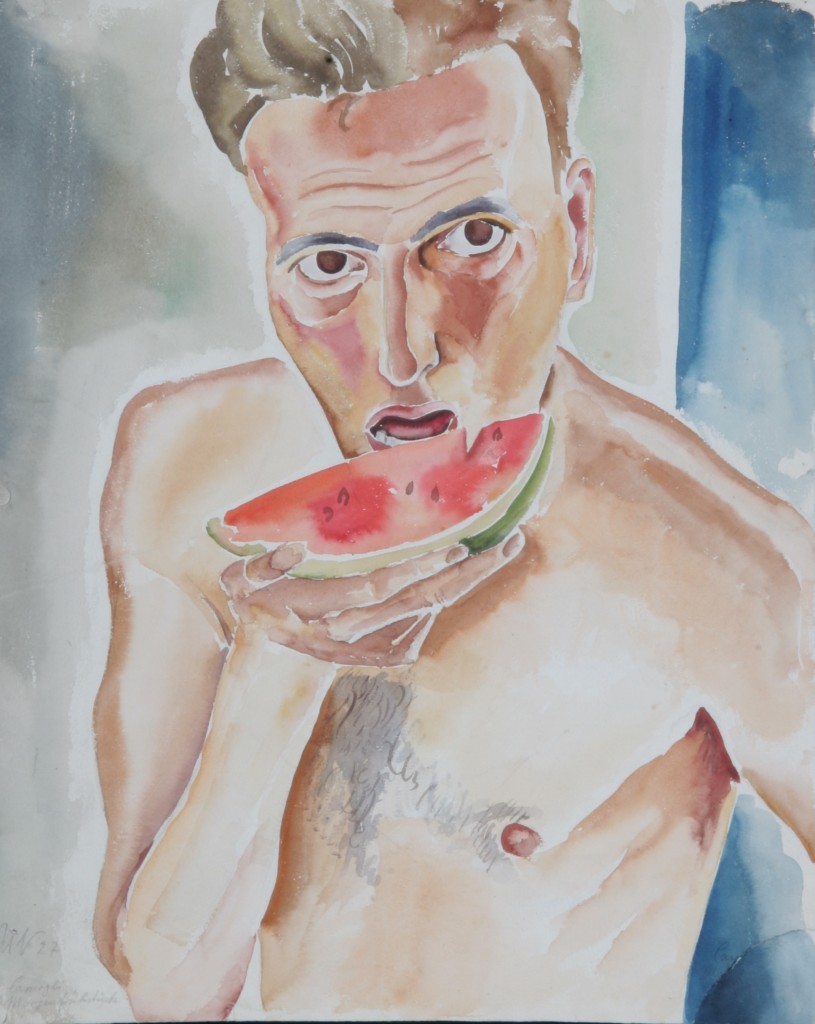 Selbstbildnis in Camogli, 1927, Aquarell, 40 x 49,5 cm