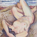 Akt am Strand, Charlotte, 1937, Aquarell, 55 x 70 cm
