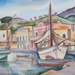 Am Hafen auf Ischia, 1937, Aquarell, 66 x 48 cm