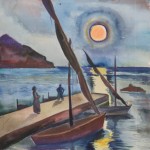 Mondaufgang in Sant' Angelo, 1937, Aquarell, 49 x 67 cm