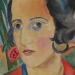 Frauenportrait mit Ohrschmuck, 1924, Aquarell, 25,5 x 38 cm