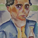 Rauchender in blauer Jacke, 1927, Aquarell, 25 x 35 cm